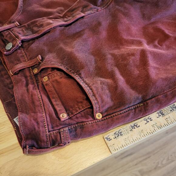 Levi's 501 CT Maroon 31 x 32 Tapered Denim Jeans Faded Tag 90.s Custom Cut - Picture 7 of 16